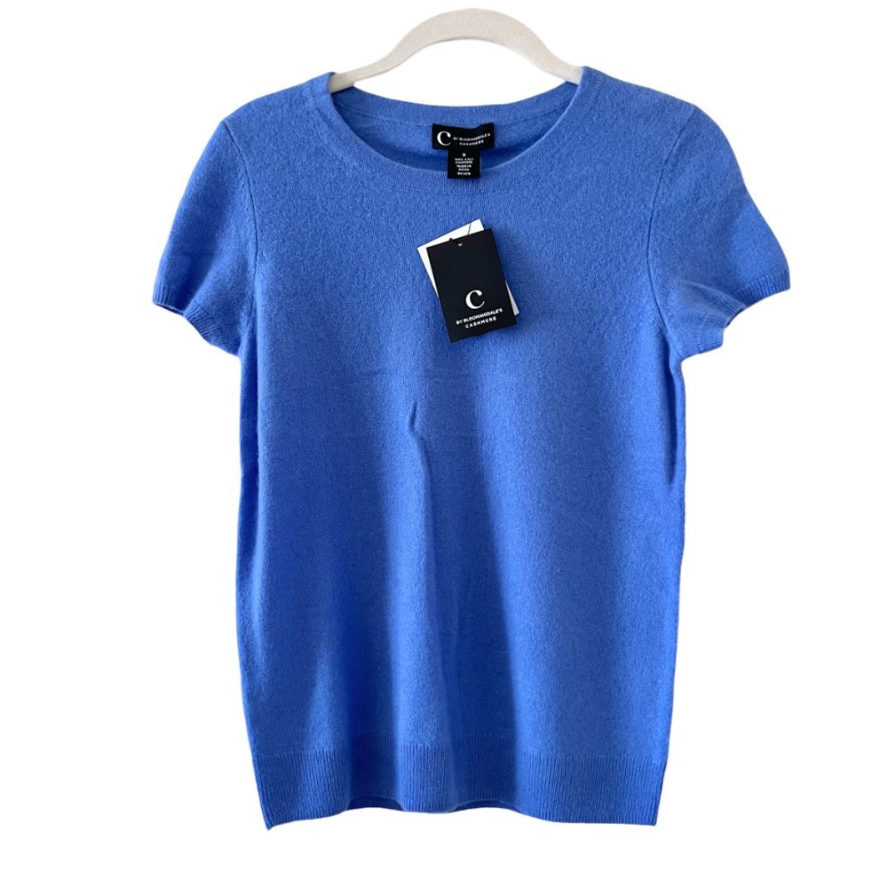 NWT C by Bloomingdale's Short-Sleeve Cashmere Sweater Size S